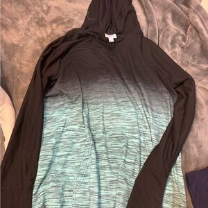 LuLaRoe Black and Teal Gradient Hoodie